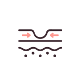 Icon explaining Legato2 effects - scar reduction, pore tightening, wrinkle smoothing, skin regeneration, and stretch mark improvement